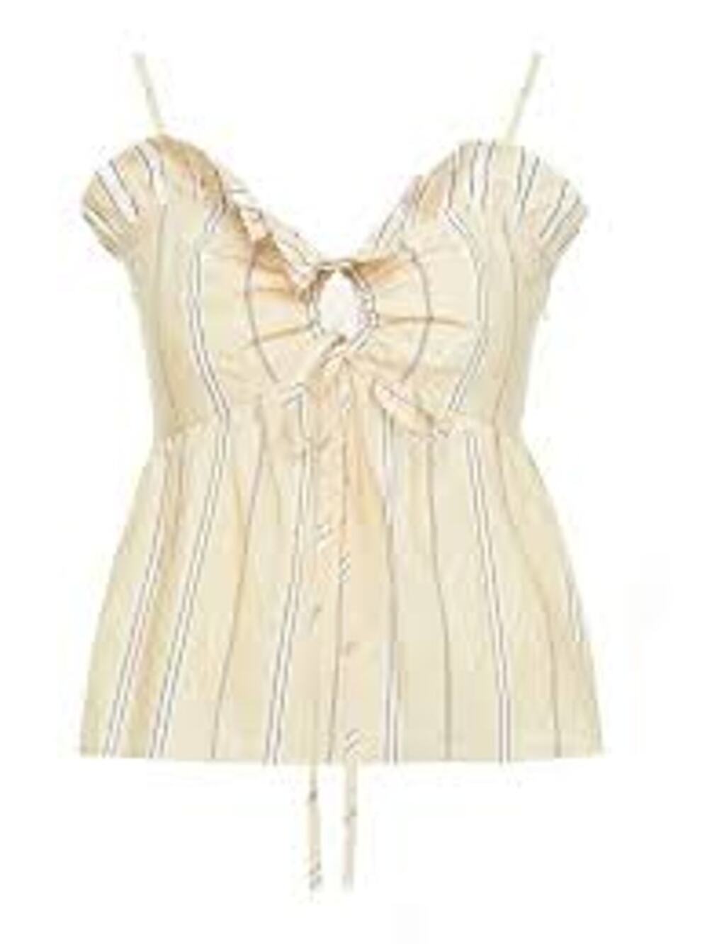 Maje Lesley La Ruffle Keyhole Spaghetti Strap Top Beige Size 1 (like US 2-4)